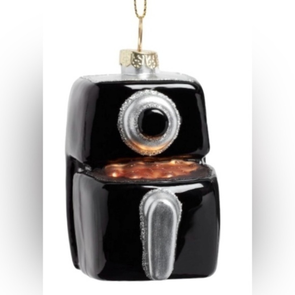 Rare Glittery Air fryer blown glass Christmas tree ornament